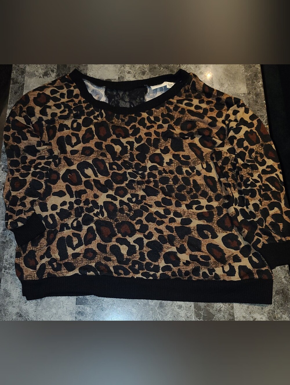 Women's Leopard Print Knit Cato's Top - Brown/Black